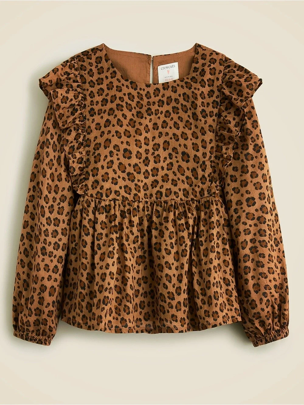 Crewcuts Brown Leopard Print Ruffle Peplum Top